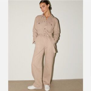 NWT Abercrombie & Fitch Tan Utility Jumpsuit with Belted Waist